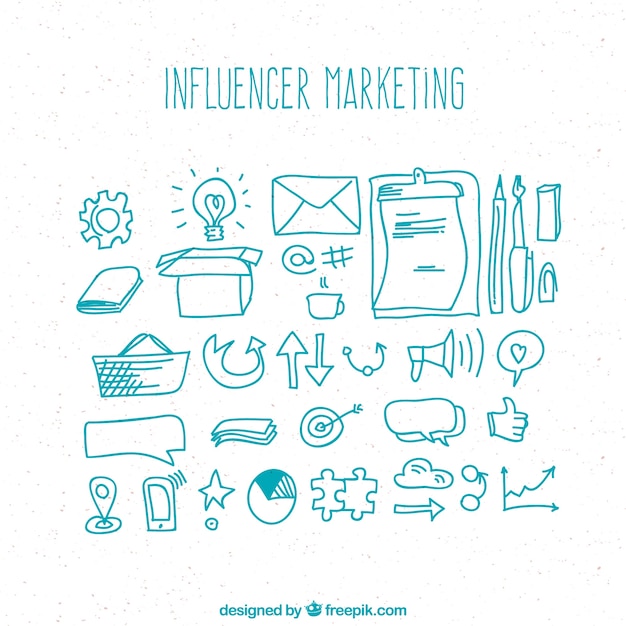 Diseño dibujado a mano de influence marketing