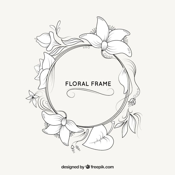 Vector gratuito diseño dibujado a mano de marco floral