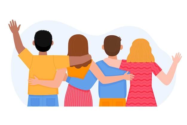Diseño dibujado a mano personas abrazándose juntos