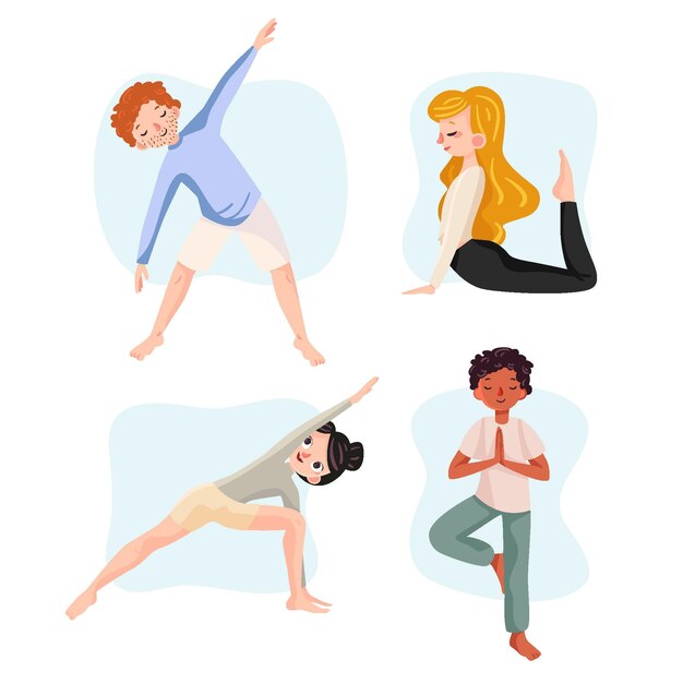 Diseño dibujado a mano personas haciendo yoga