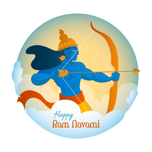 Diseño dibujado a mano para ram navami con arco