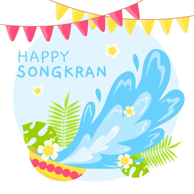 Diseño dibujado a mano songkran