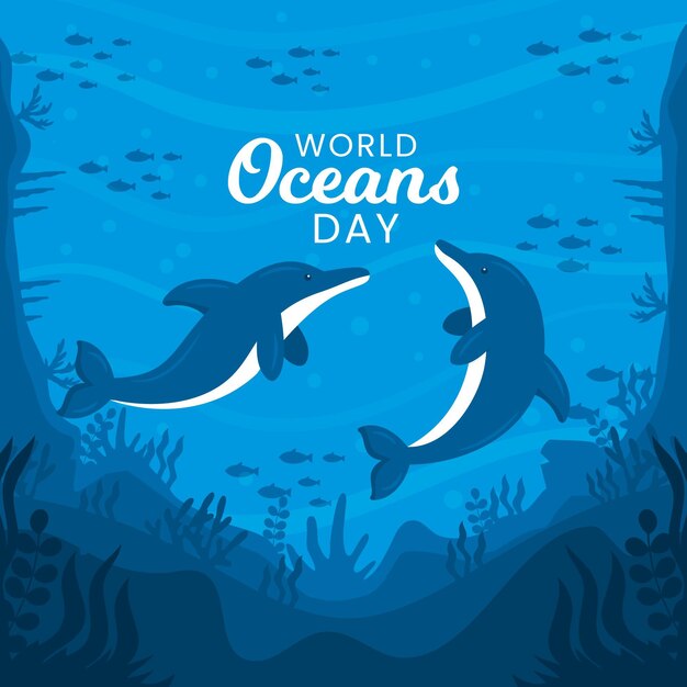 Diseño de dibujo del día mundial de los océanos