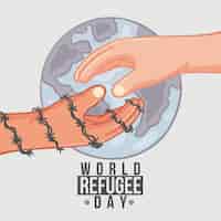 Vector gratuito diseño de dibujo del día mundial de los refugiados