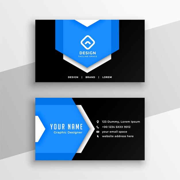 diseño de diseño de tarjetas de visita profesionales en negro y azul