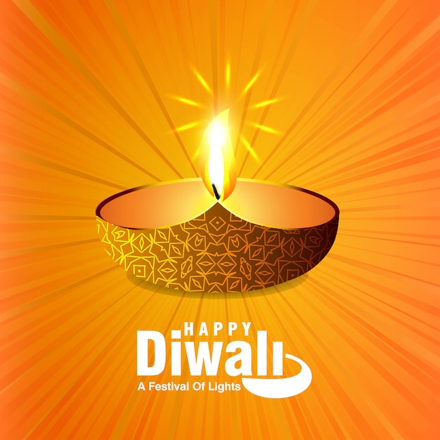 Diseño de diwali con fondo amarillo y vector de tipografía