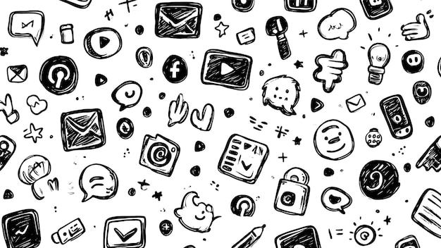 diseño de doodle de redes sociales
