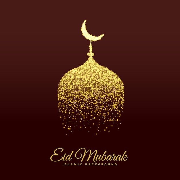 Diseño dorado de chispas para eid mubarak