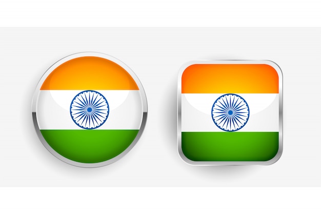 Diseño de dos iconos de etiqueta de bandera india