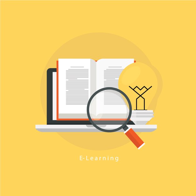 Diseño e-learning sobre fondo amarillo
