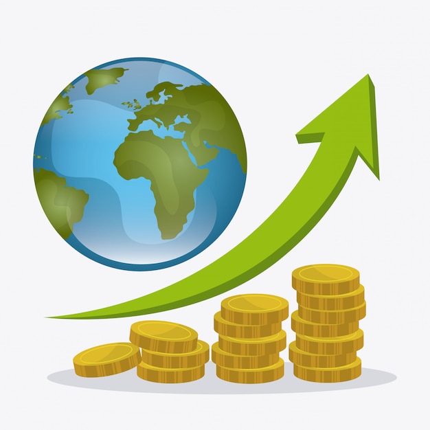 Diseño de economía global, dinero y negocios.