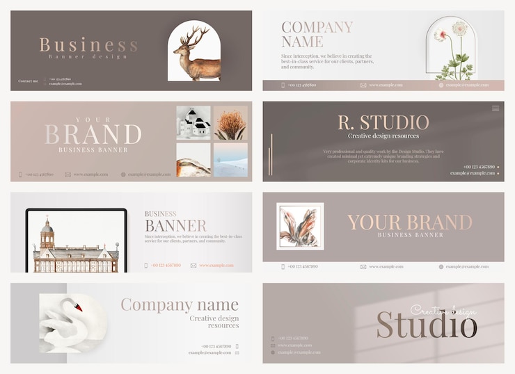 Vector gratuito diseño editable de banner de negocios estético en mínimo para la colección de la empresa de arte