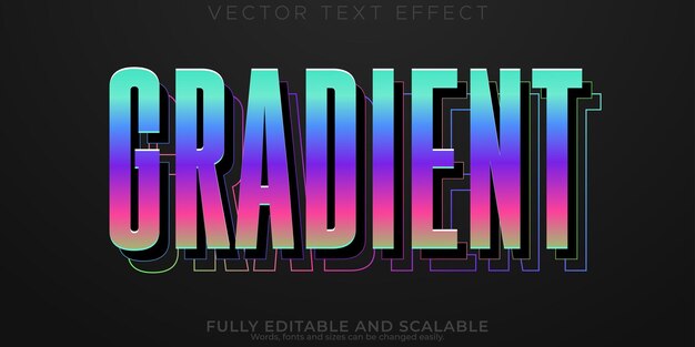 Diseño editable de efecto de texto degradado y estilo de fuente colorido
