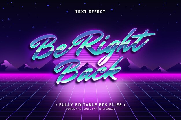 Diseño de efecto de texto de neón retro