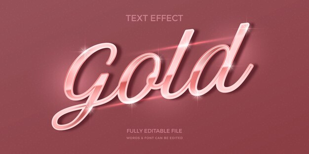 Diseño de efecto de texto de oro rosa realista