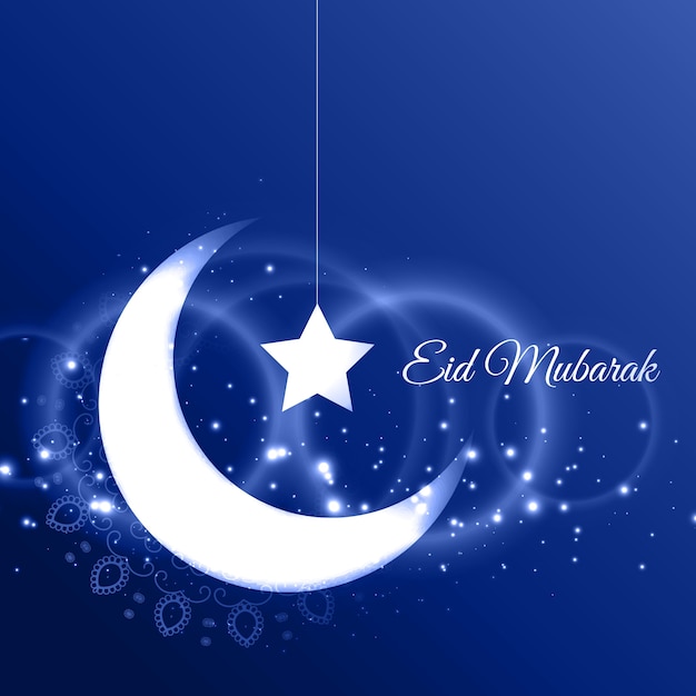 Vector gratuito diseño elegante azul de eid mubarak