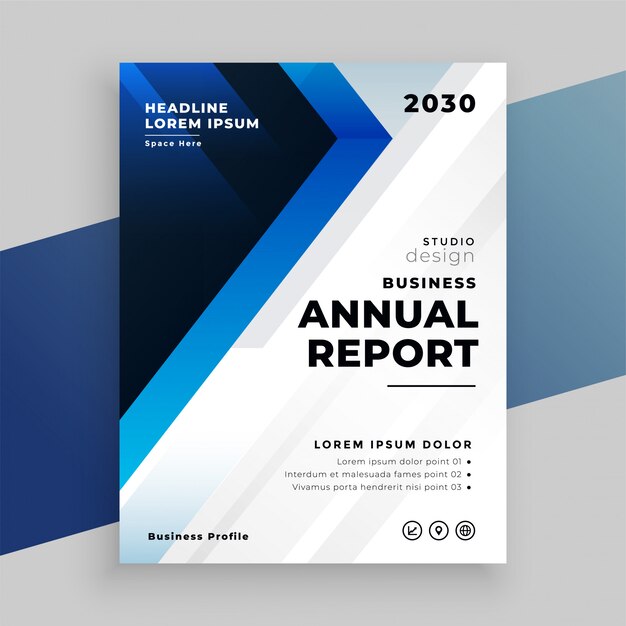 Diseño elegante azul de la plantilla del aviador del negocio del informe anual