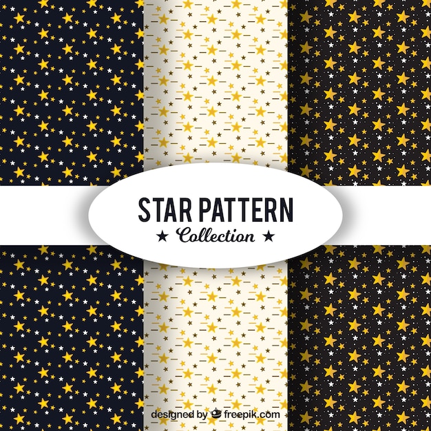 Vector gratuito diseño elegante de colección de patrones de estrellas