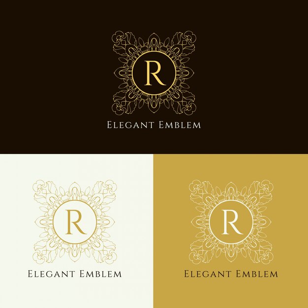 Diseño elegante de emblema de monograma