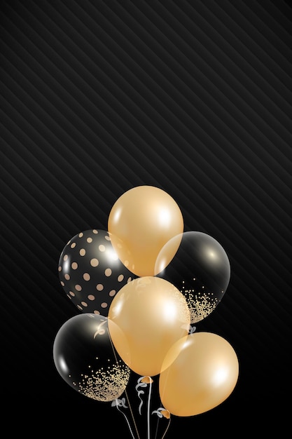 Diseño elegante de globos sobre fondo negro