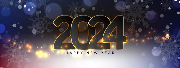 Vector gratuito diseño elegante y moderno de banner de feliz año nuevo 2024