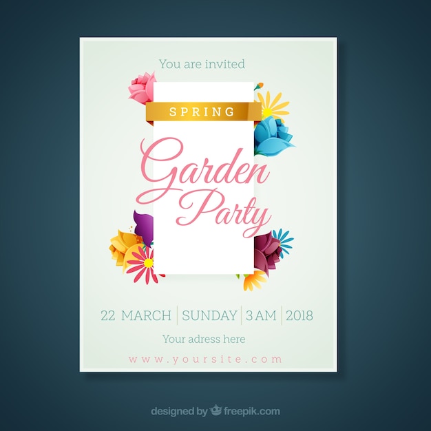 Diseño elegante moderno de invitación de fiesta en jardín