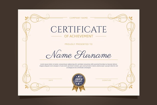 Diseño elegante para plantilla de certificado
