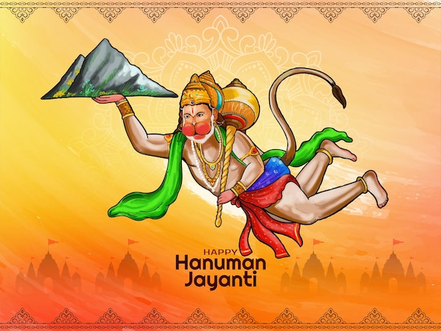 Vector gratuito diseño elegante de la tarjeta del festival cultural indio happy hanuman jayanti