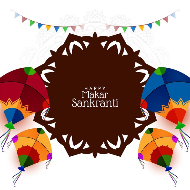 Diseño elegante de la tarjeta del festival indio Happy Makar Sankranti
