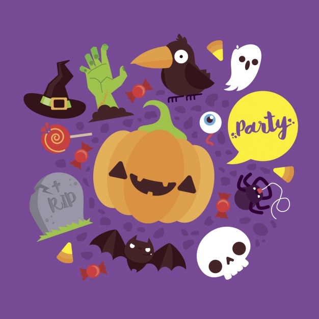 Vector gratuito diseño de elementos de halloween