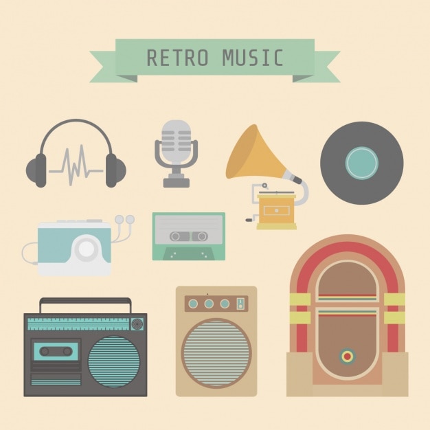 Vector gratuito diseño de elementos de música retro