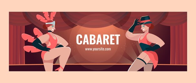 Diseño de encabezado de twitter de cabaret dibujado a mano