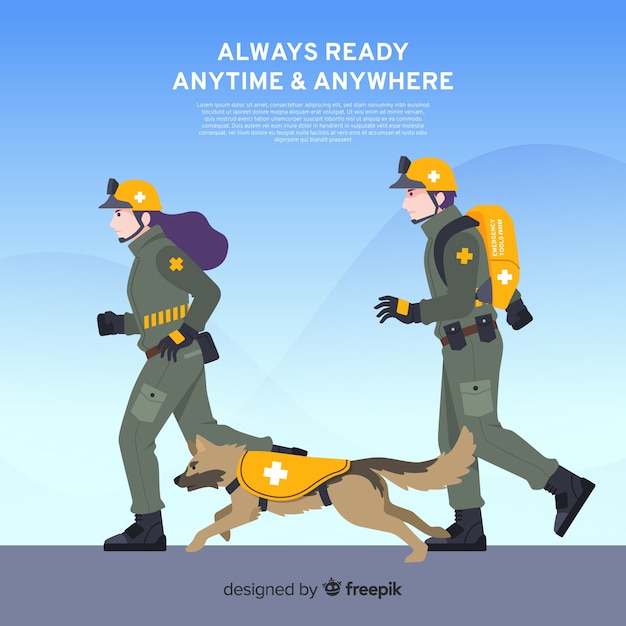 Vector gratuito diseño de equipo de emergencia flat