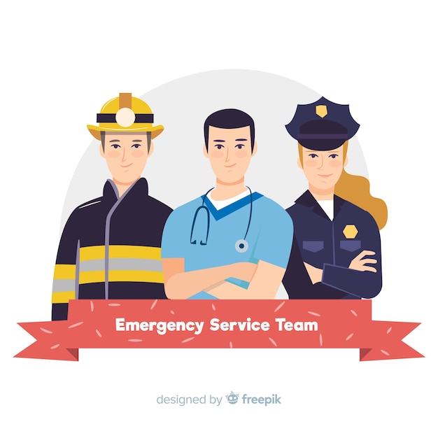 Vector gratuito diseño de equipo de emergencia flat