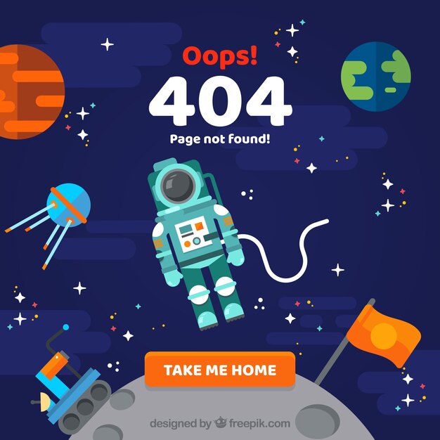 Diseño de error 404 con astronauta