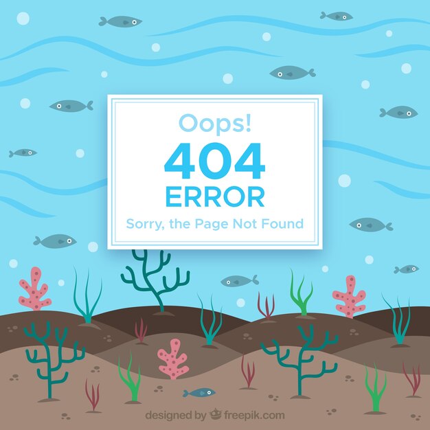 Diseño de error 404 con concepto de bajo el agua