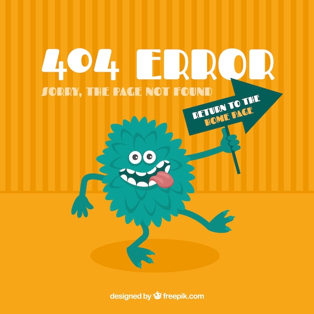 Diseño de error 404 con monstruo verde