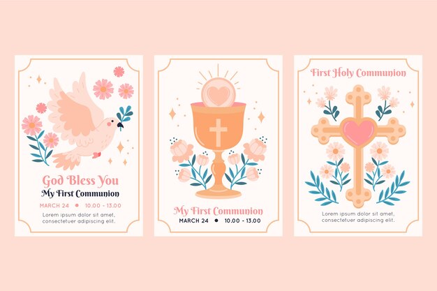 Diseño de escenografía de tarjetas de primera comunión