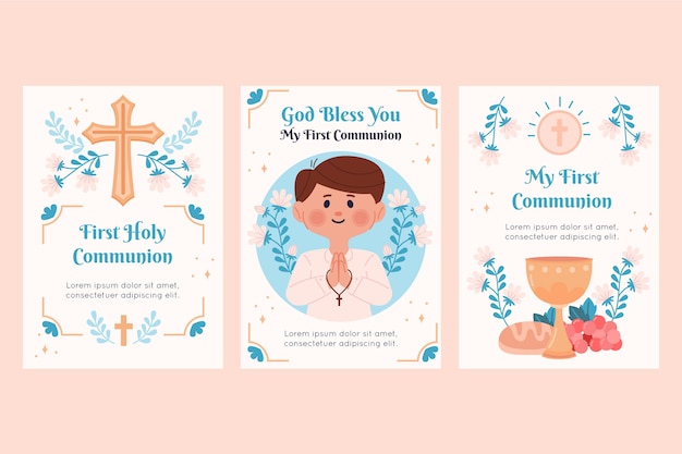 Diseño de escenografía de tarjetas de primera comunión