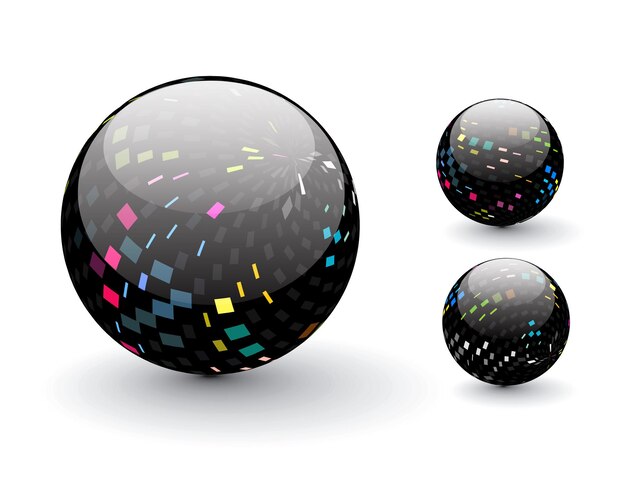 Diseño de esfera de semitono abstracto colorido brillante con diferentes patrones diferentes