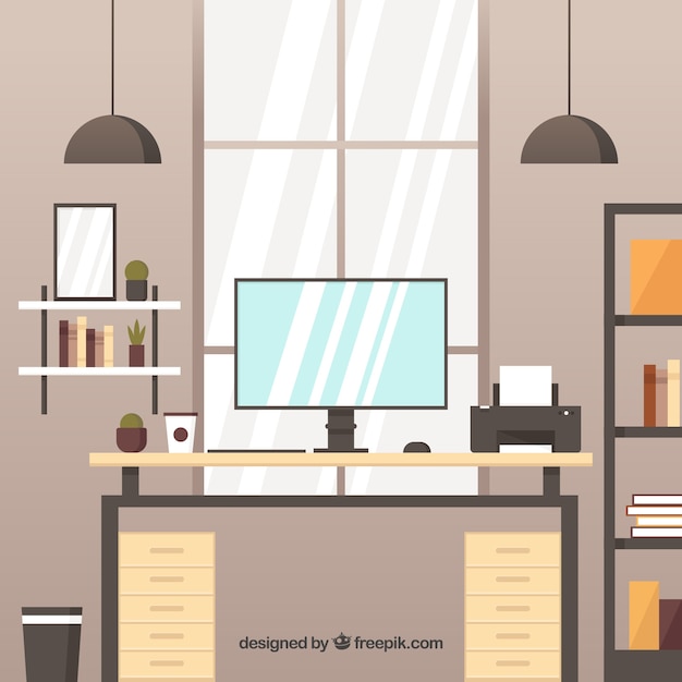 Vector gratuito diseño de espacio de trabajo clásico