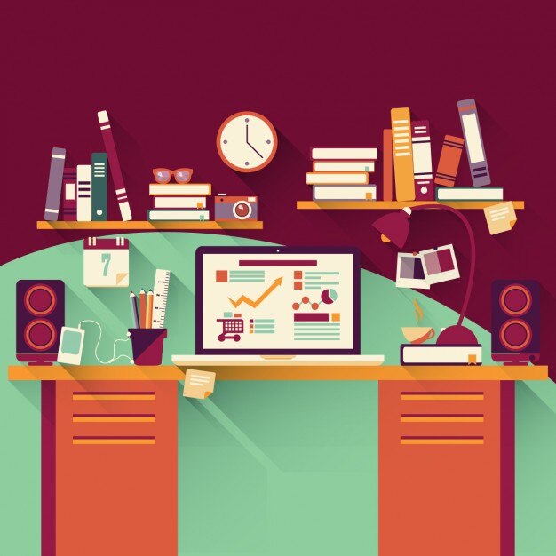 Diseño de espacio de trabajo colorido