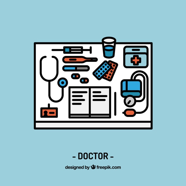 Vector gratuito diseño de espacio de trabajo de doctor