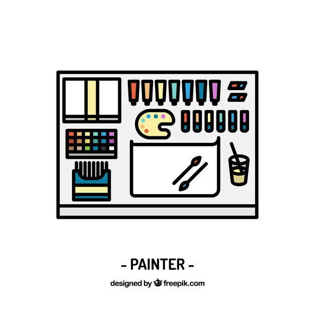Vector gratuito diseño de espacio de trabajo de pintor