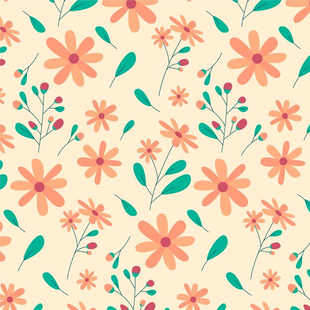 Diseño de estampado floral en tonos melocotón.