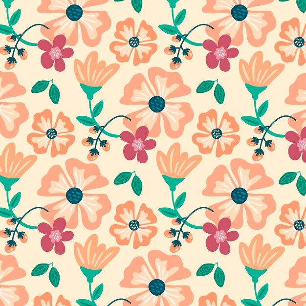 Diseño de estampado floral en tonos melocotón.