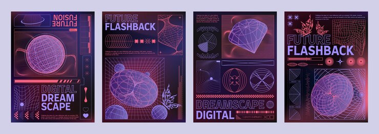Vector gratuito el diseño del estandarte está configurado en el estilo retro y2k de moda