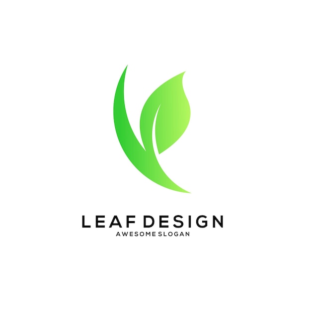 Diseño de estilo degradado minimalista con logotipo de hoja