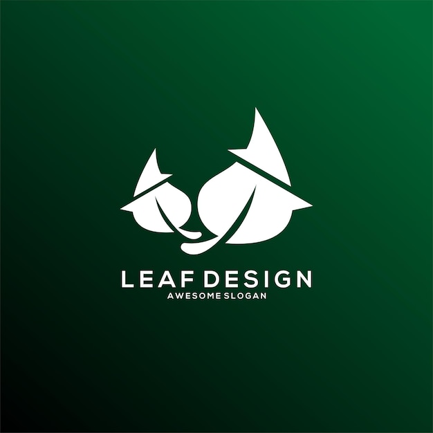 Diseño de estilo degradado minimalista con logotipo de hoja