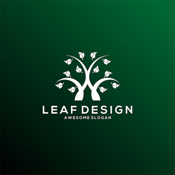Vector gratuito diseño de estilo degradado minimalista con logotipo de hoja